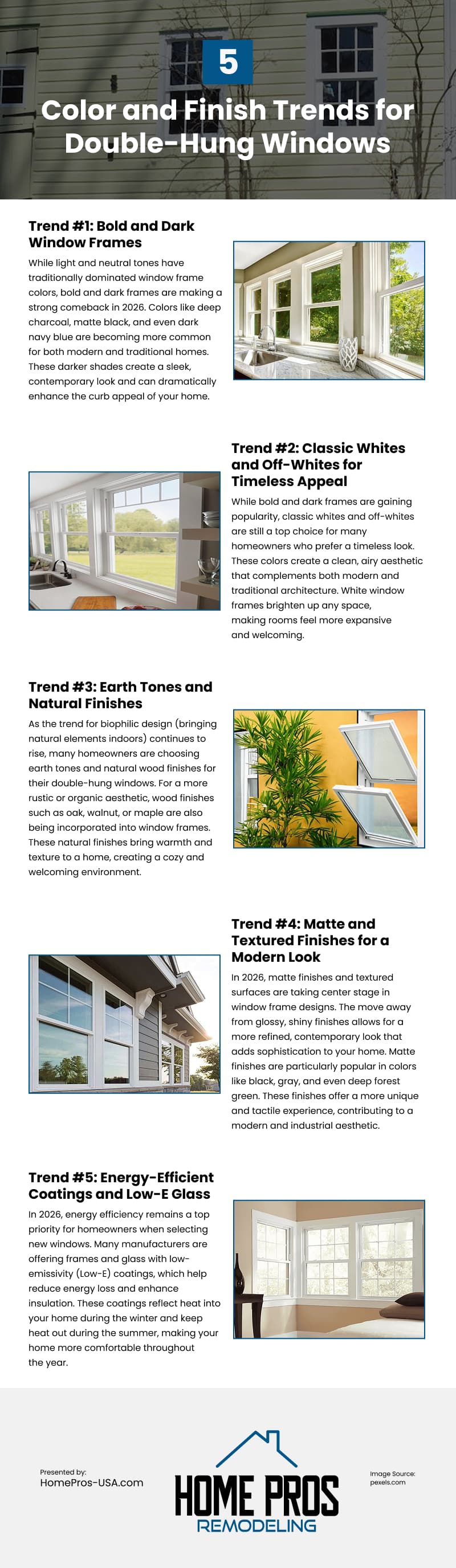5 Color and Finish Trends for Double-Hung Windows Infographic