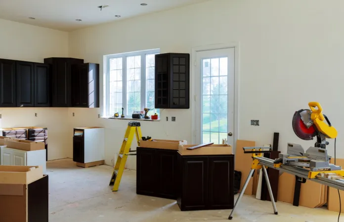 Installing_Base_Cabinets_during home remodeling